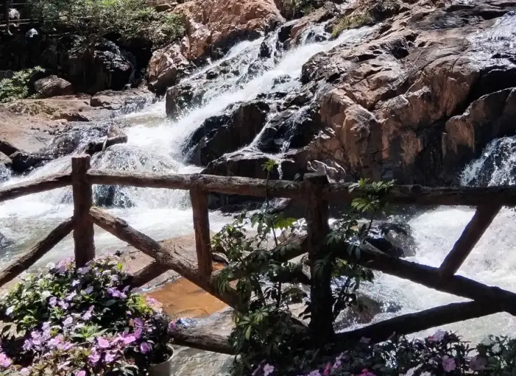 Datanla Waterfall dropping through green forest near Da Lat