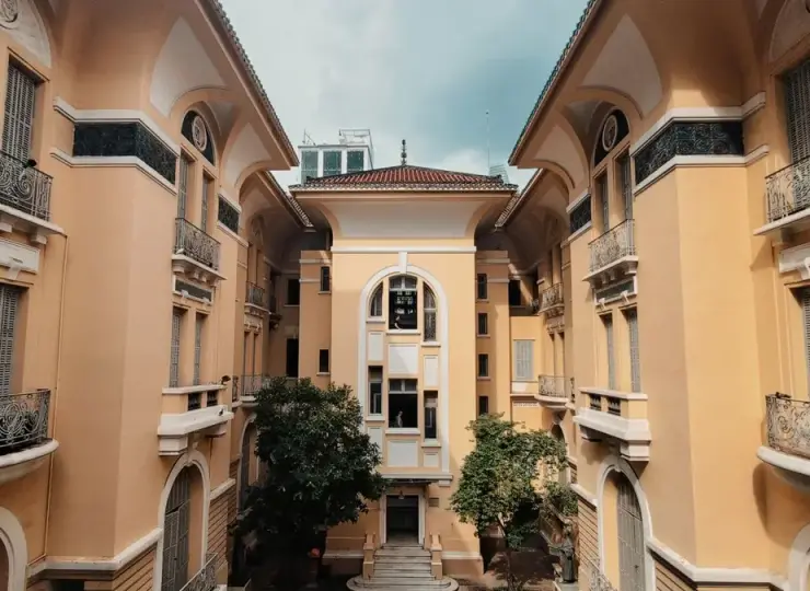 Yellow colonial architecture at the Ho Chi Minh City Fine Arts Museum